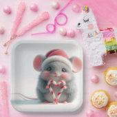 Frohe Weihnachtsmäuse mit Candy Cane Herz Pappteller (Party)