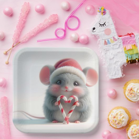 Frohe Weihnachtsmäuse mit Candy Cane Herz Pappteller (Party)