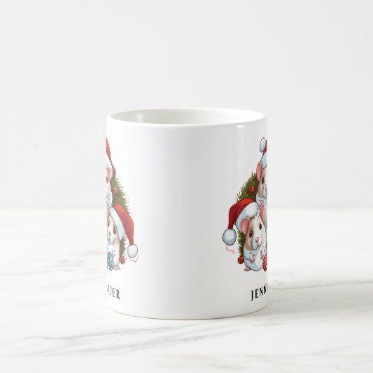 Frohe Weihnachtsmäuse Squad Personalisiert Kaffeetasse (Mittel)