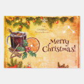 Frohe Weihnachtsmeisterschaft Orange Holly Berry C Geschenkpapier Set (Vorderseite 3)