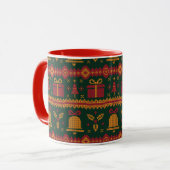 Frohe Weihnachtsmesse Isle Knitting Pattern Red Tasse (Vorderseite Links)