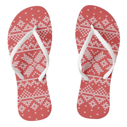 Frohe Weihnachtsmesse Isle Snowflakes White & Red Badesandalen (Fußbett)