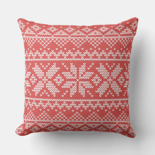 Frohe Weihnachtsmesse Isle Snowflakes White & Red Kissen