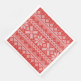Frohe Weihnachtsmesse Isle Snowflakes White & Red Serviette