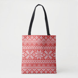 Frohe Weihnachtsmesse Isle Snowflakes White & Red Tasche