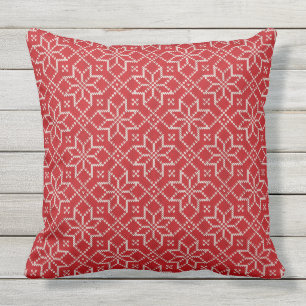Frohe Weihnachtsmesse Isle Stricken Red Muster Kissen