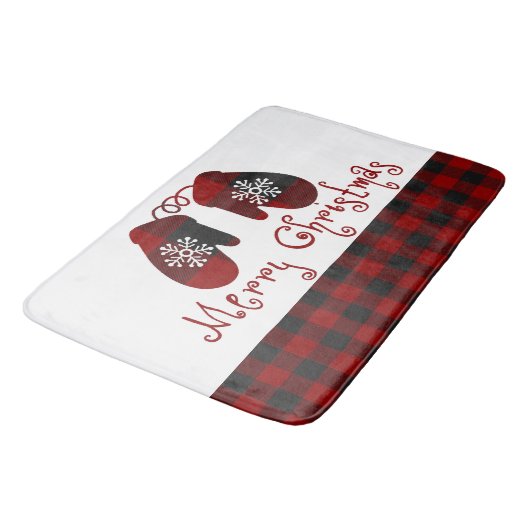 Frohe Weihnachtsmilben Badematte (Schrägansicht)
