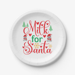 Frohe Weihnachtsmilch für den Weihnachtsmann Pappteller