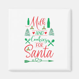 Frohe Weihnachtsmilch und Kekse für den Weihnachts Magnet