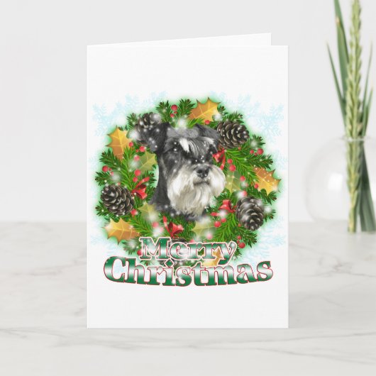 Frohe Weihnachtsminiatur Schnauser Feiertagskarte (Vorderseite)