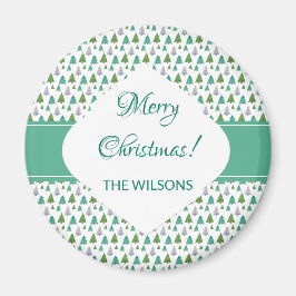 Frohe Weihnachtsminze Grüne Wasserfarben Baum Magnet