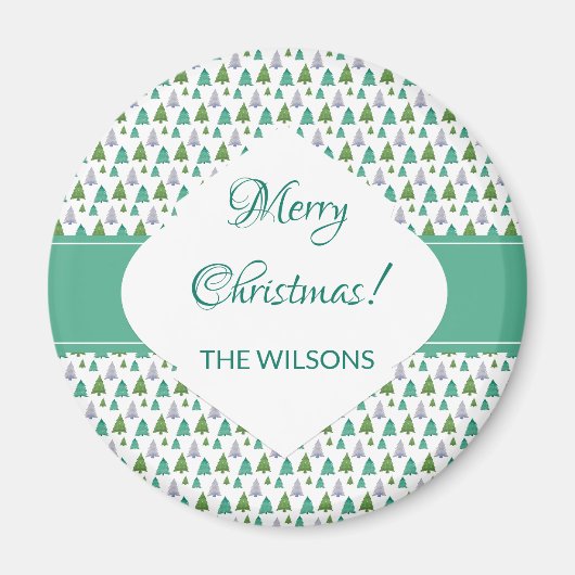 Frohe Weihnachtsminze Grüne Wasserfarben Baum Magnet (Vorne)
