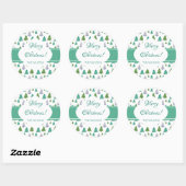 Frohe Weihnachtsminze Grüne Wasserfarben Baum Runder Aufkleber (Blatt)