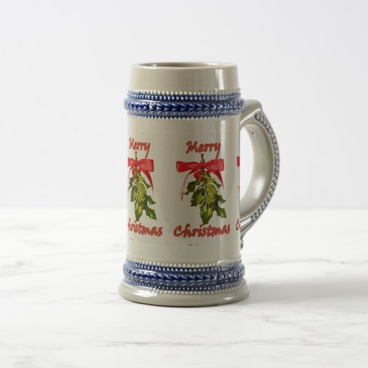 Frohe Weihnachtsmistletoe Bierglas (VorderseiteRechts)