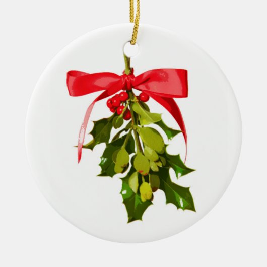 Frohe Weihnachtsmistletoe Keramikornament (Vorne)