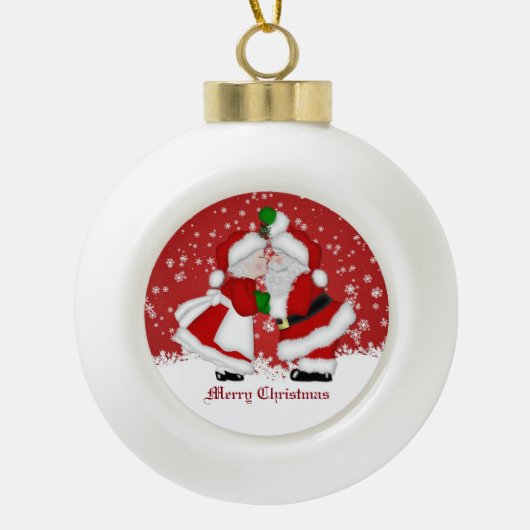 Frohe Weihnachtsmistletoe Santa Ball Ornament (Vorderseite)