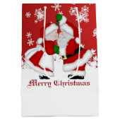 Frohe Weihnachtsmistletoe Santa Gift Bag Mittlere Geschenktüte (Rückseite)