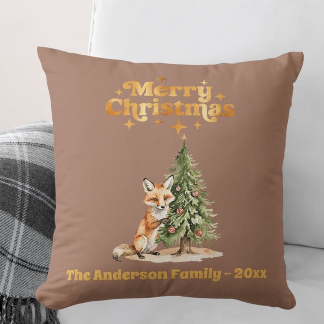 Frohe Weihnachtsmocha niedlicher Fuchs Kissen (Von Creator hochgeladen)