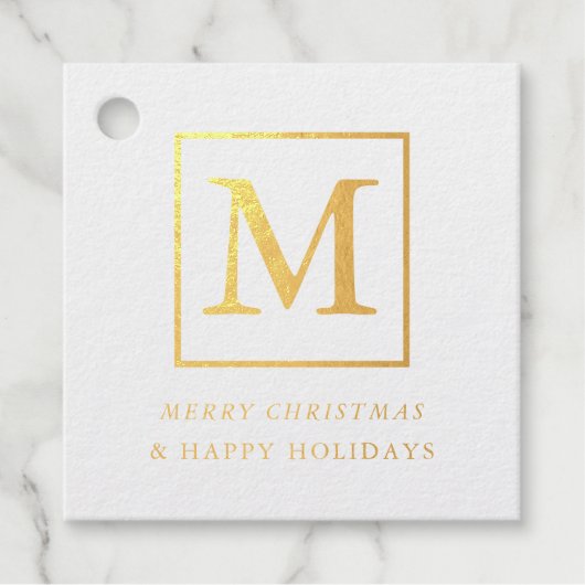 Frohe Weihnachtsmonogramm Geschenkanhänger (Vorderseite)