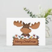 Frohe Weihnachtsmoose Feiertagskarte (Stehend Vorderseite)