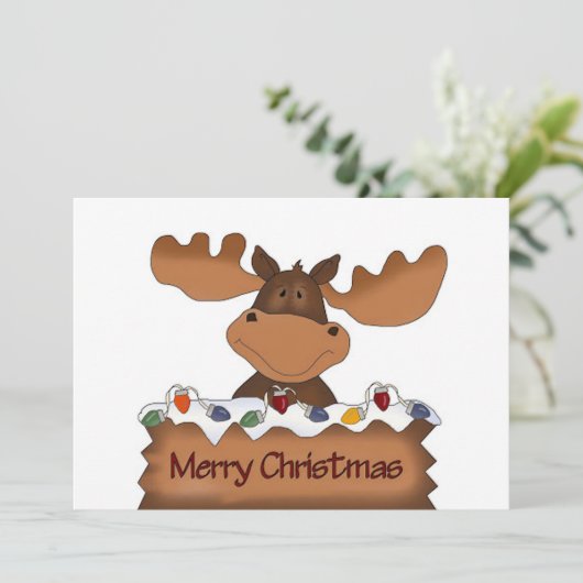 Frohe Weihnachtsmoose Feiertagskarte (Stehend Vorderseite)