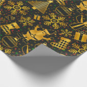 Frohe Weihnachtsmotive Gold Geschenkpapier (Ecke)