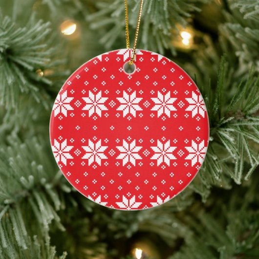 Frohe Weihnachtsmuster 5 Keramik Ornament (Baum)