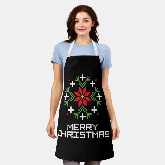 Frohe Weihnachtsmuster 6 Schürze (Getragen)
