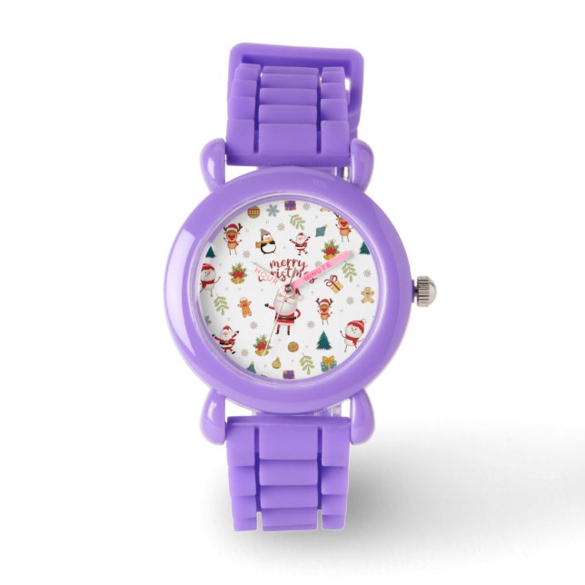 Frohe Weihnachtsmuster Armbanduhr (Vorderseite)