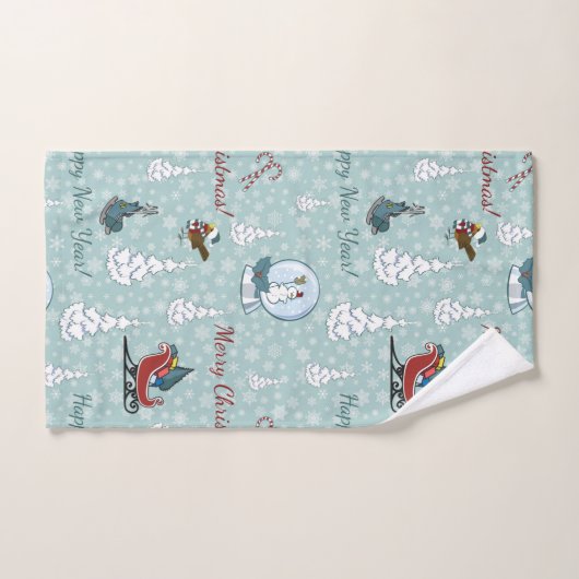 Frohe Weihnachtsmuster Badhandtuch Set (Handtuch)