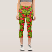 Frohe Weihnachtsmuster Capri Leggings (Vorderseite)