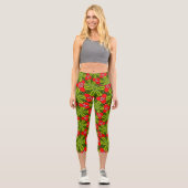 Frohe Weihnachtsmuster Capri Leggings (Vorderseite)