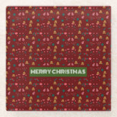Frohe Weihnachtsmuster Elegant Glasuntersetzer (Vorderseite)