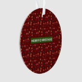 Frohe Weihnachtsmuster Elegant Ornament (Vorderseite)