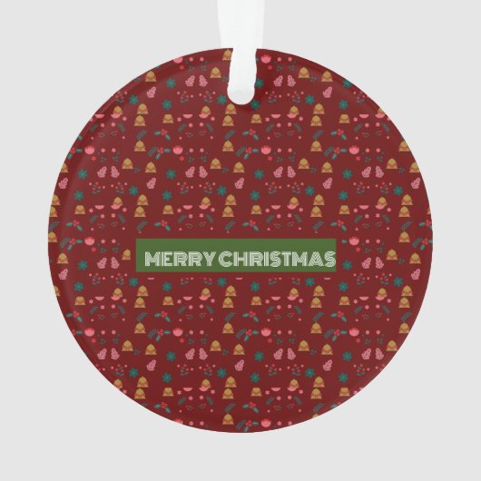 Frohe Weihnachtsmuster Elegant Ornament (Rückseite)