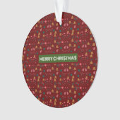 Frohe Weihnachtsmuster Elegant Ornament (Vorderseite)