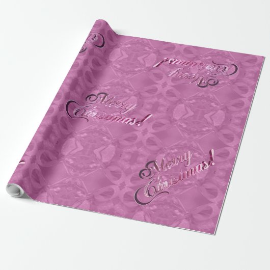 Frohe Weihnachtsmuster Elegant Pink Script Geschenkpapier (Ungerollt)