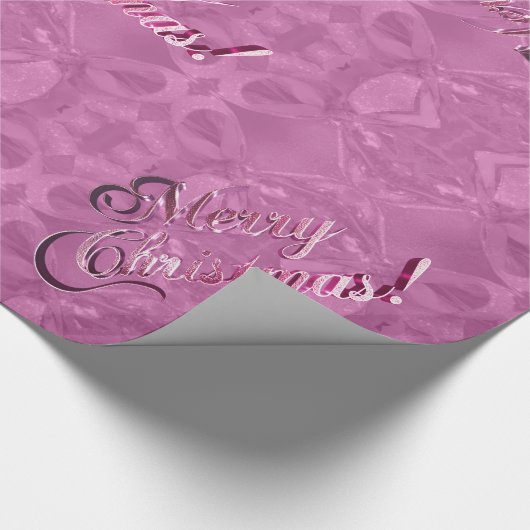 Frohe Weihnachtsmuster Elegant Pink Script Geschenkpapier (Ecke)