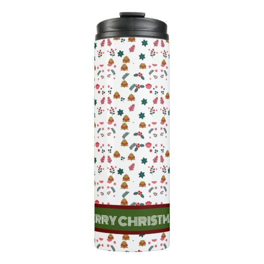 Frohe Weihnachtsmuster Elegant Thermosbecher (Vorderseite)