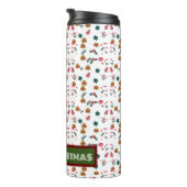 Frohe Weihnachtsmuster Elegant Thermosbecher (Nach rechts gedreht)