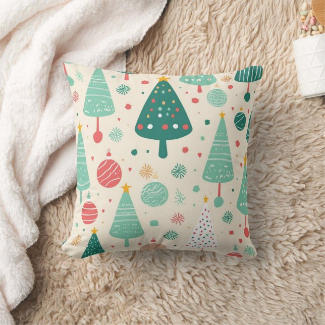 Frohe Weihnachtsmuster | Feiertag Kissen (Decke)