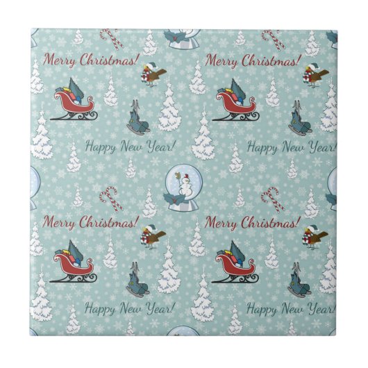 Frohe Weihnachtsmuster Fliese (Vorderseite)