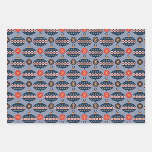 Frohe Weihnachtsmuster Geschenkpapier Set (Vorderseite)