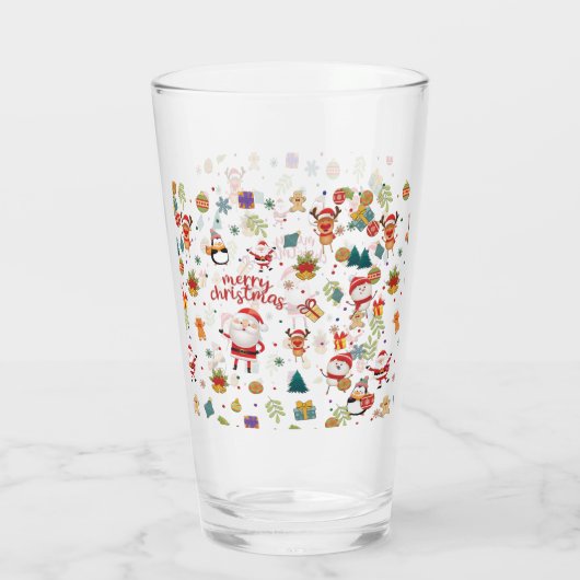 Frohe Weihnachtsmuster Glas (Rückseite)