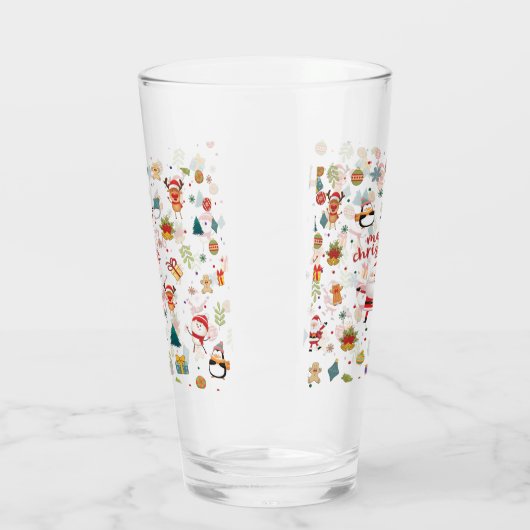 Frohe Weihnachtsmuster Glas (Links)