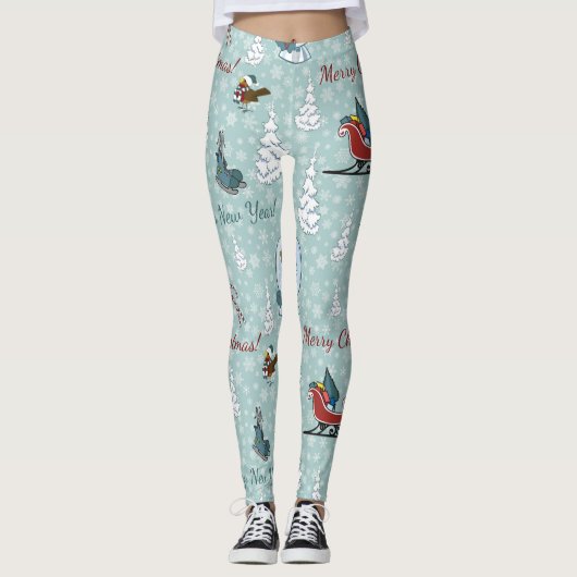 Frohe Weihnachtsmuster Leggings (Vorderseite)