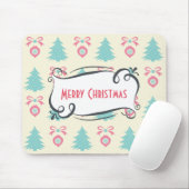 Frohe Weihnachtsmuster mit Bäumen Baubles & Bows Mousepad (Mit Mouse)