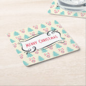 Frohe Weihnachtsmuster mit Bäumen Baubles & Bows Rechteckiger Pappuntersetzer (angewinkelt)