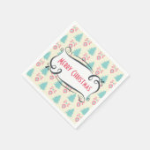 Frohe Weihnachtsmuster mit Bäumen Baubles & Bows Serviette (Ecke)