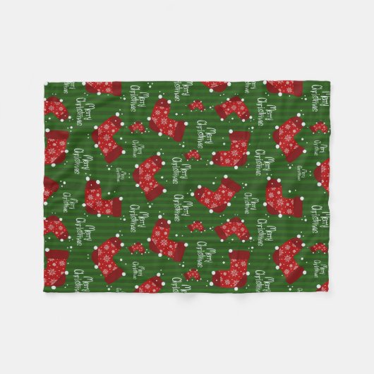 Frohe Weihnachtsmuster rot und grün Fleecedecke (Vorderseite (Horizontal))